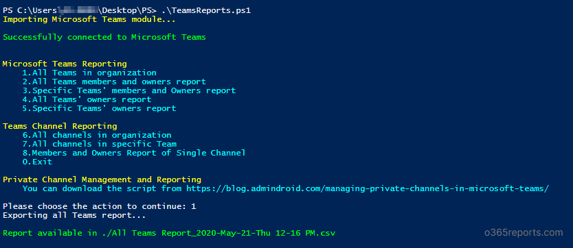 Microsoft Teams Reporting PowerShell