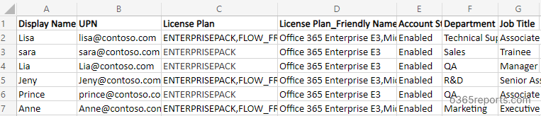 List users with E3 license in Office 365