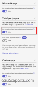 App centric management in Microsoft Teams