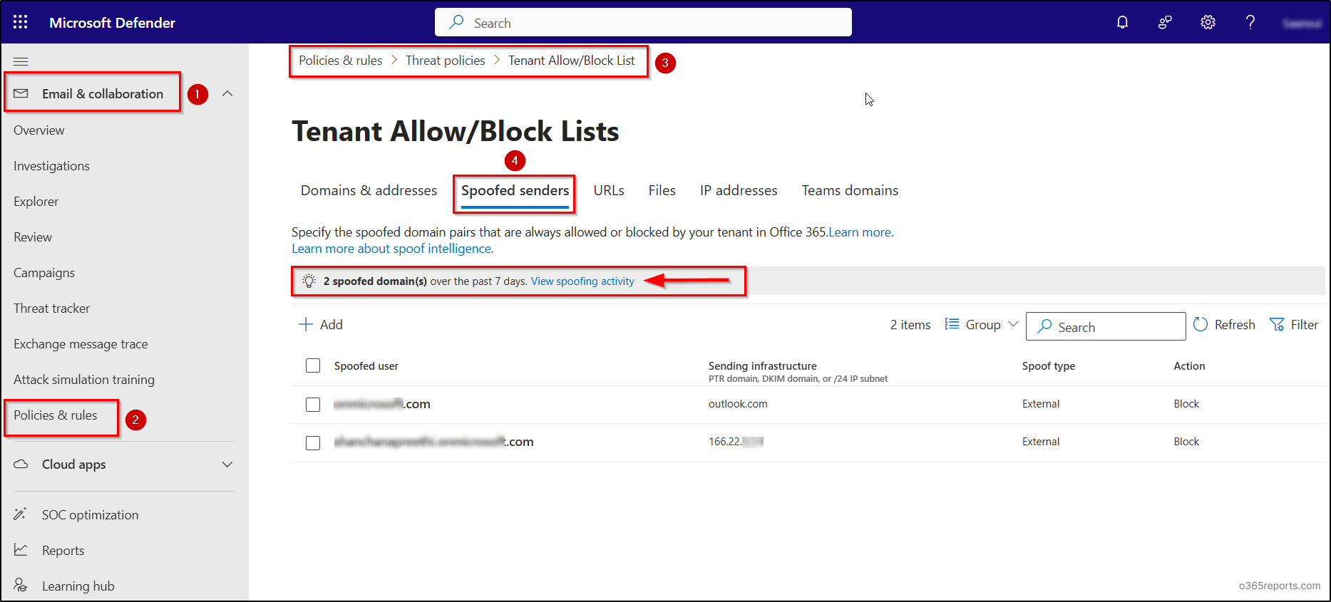 Spoof intelligence insights to stop Microsoft 365 email spoofing