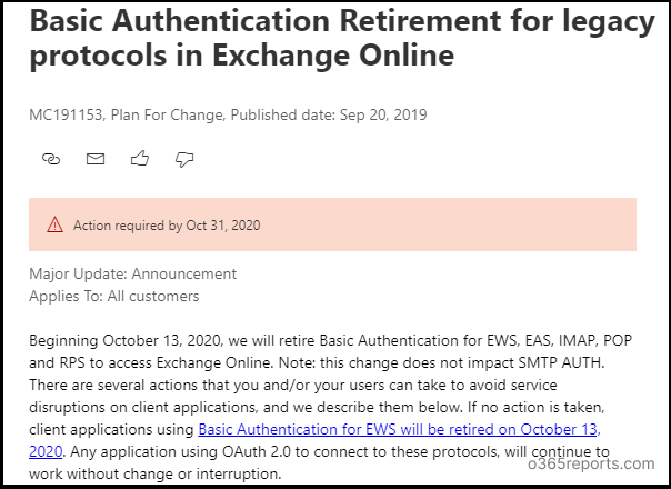 Deprecation of Basic Authentication - Office 365 Basic Authentication ...