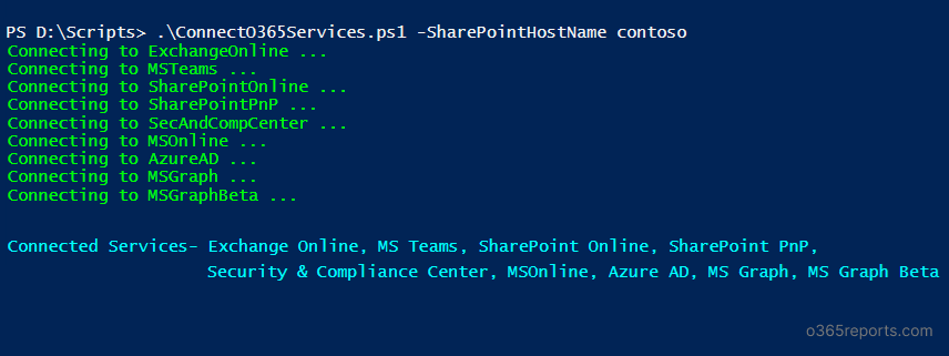 Connect to all Microsoft 365 services using PowerShell