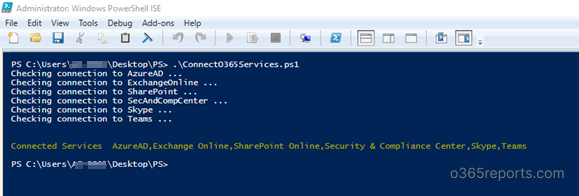 Connect to all Office 365 Services PowerShell