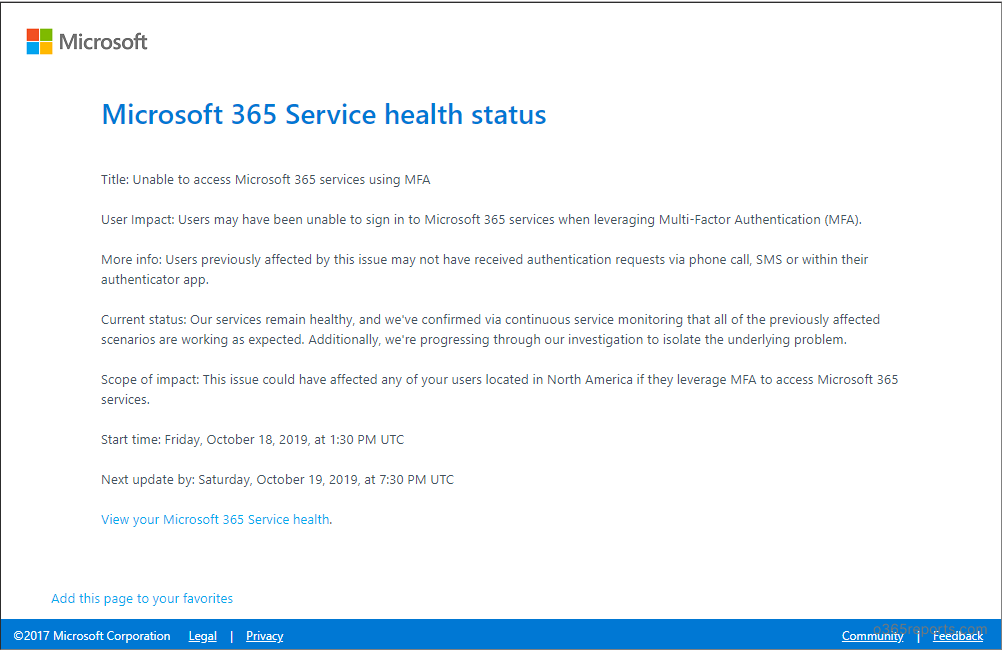 Office 365 MFA Outage - Users Unable to Login to Office 365