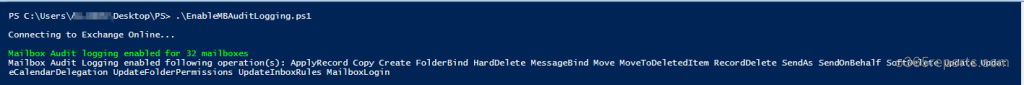Enable Mailbox Auditing in Office 365 Users using PowerShell