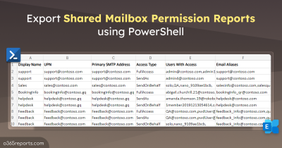 Export Shared Mailbox Permission Report to CSV using PowerShell Export Shared Mailbox Permission Reports using PowerShell