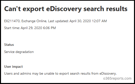 Can't export eDiscovery search results
