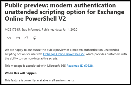Modern Auth and Unattended Scripts in Exchange Online PowerShell V2 