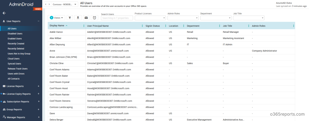 Office 365 reporting tool by AdminDroid