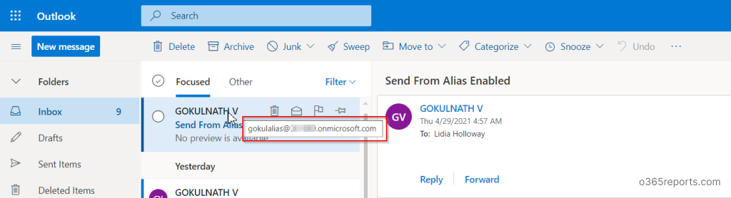 Outlook 365 email