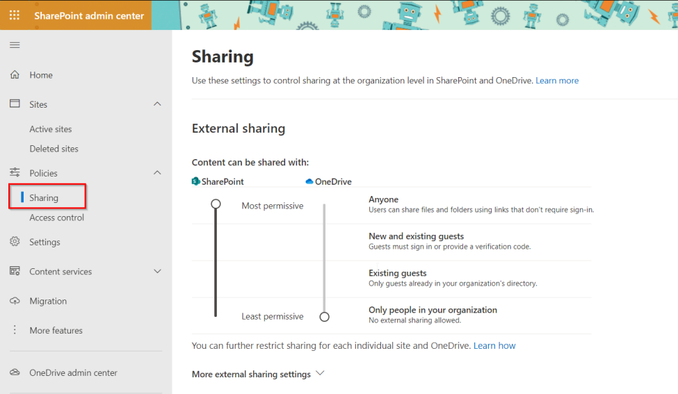 Configure External Sharing in SharePoint Online