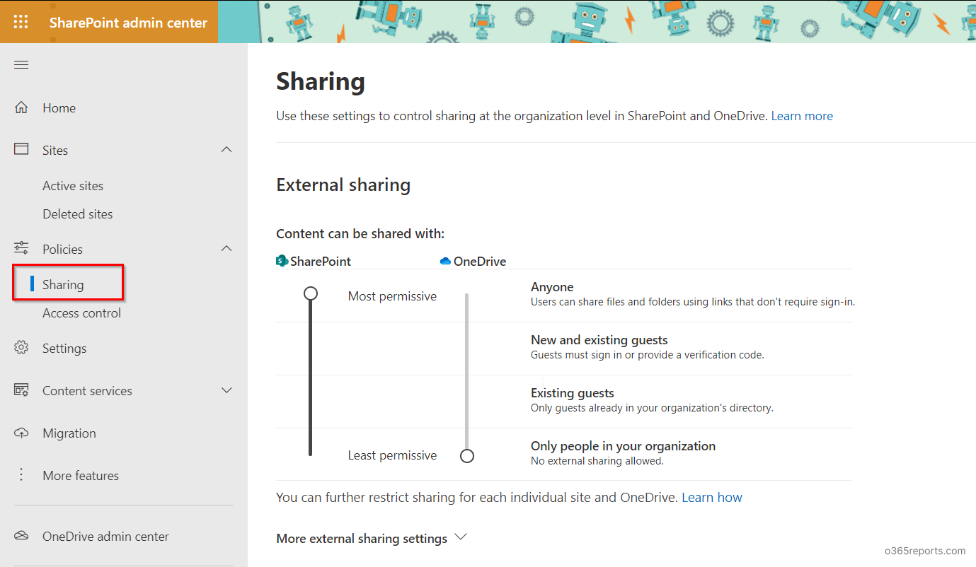 Configure External Sharing in SharePoint Online