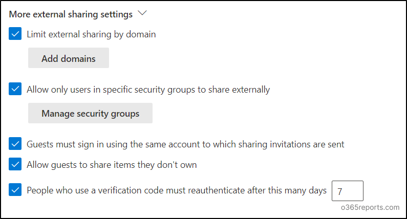External sharing settings
