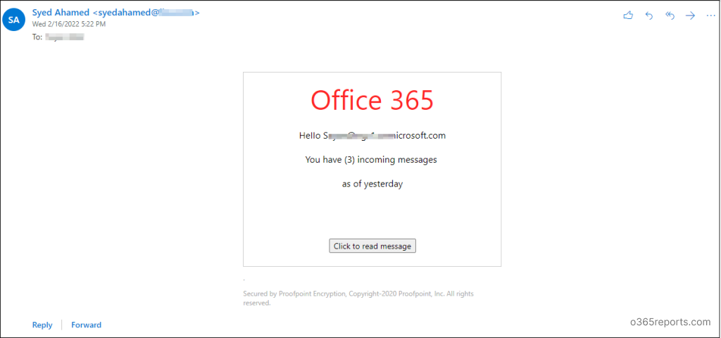 Phishing-email-sample-1 microsoft office 365 - Kratikal Blogs