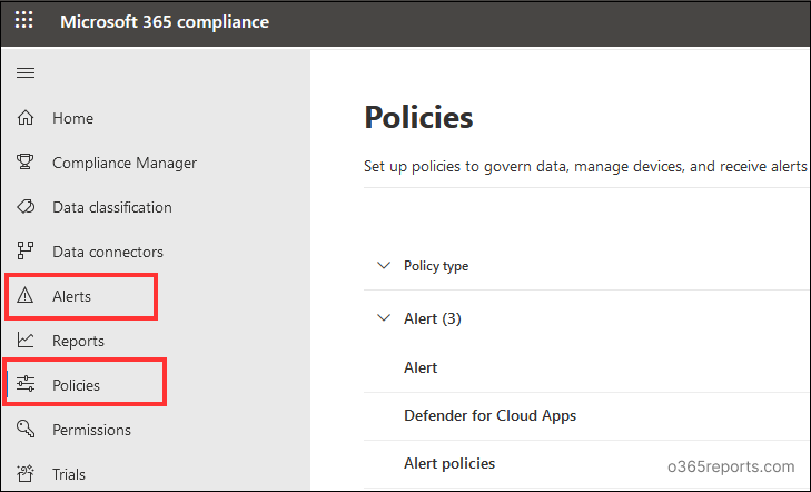 View alerts in Compliance center