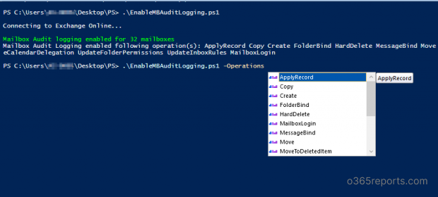 Enable mailbox auditing Office 365