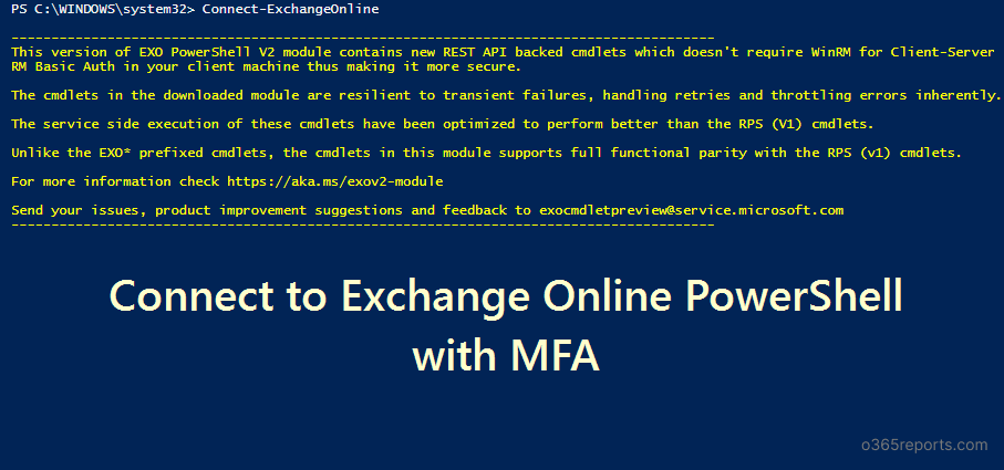 Connect to Exchange Online with MFA