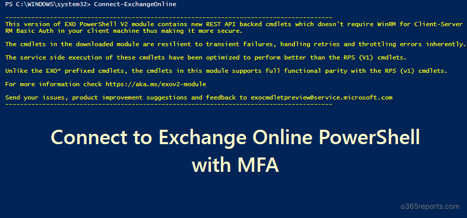 Connect to Exchange Online PowerShell with MFA