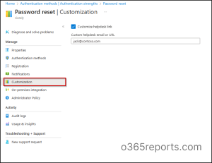 Customize helpdesk email in SSPR