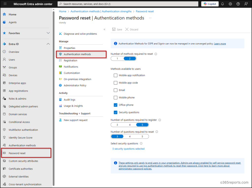 Enable Self-Service Password Reset in Entra ID