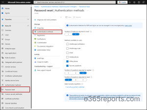 Enable authentication methods in SSPR