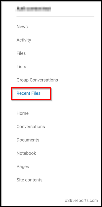 Access SharePoint content using recent files