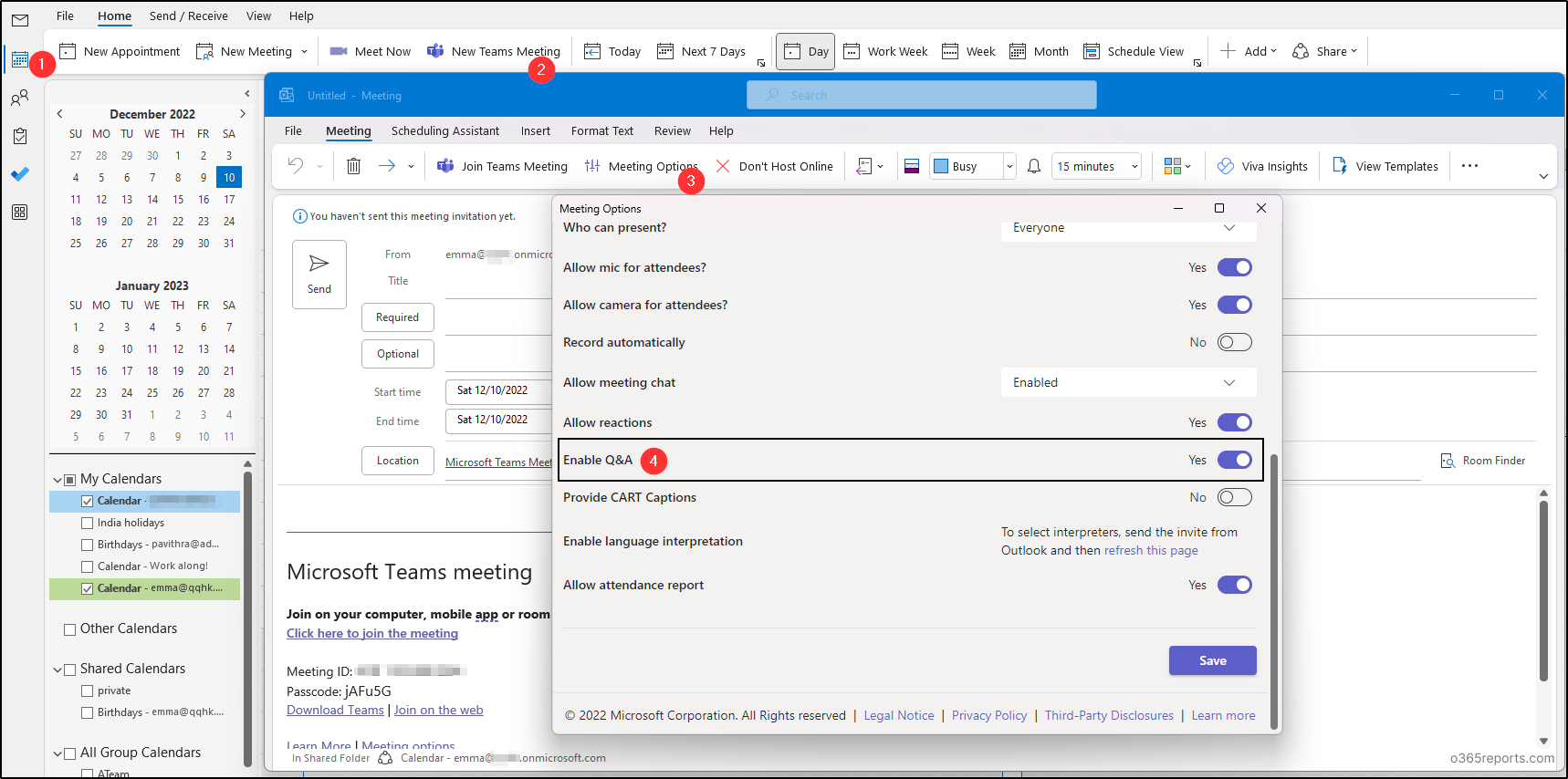 Meeting Options in Outlook Calendar - Office 365 Reports