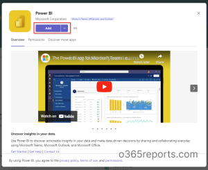 Add Power BI in Teams