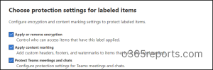 Protection settings for labeled items