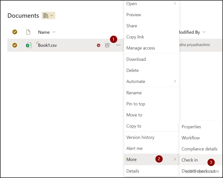 Sharepoint Site Check In Enable Check Out in Microsoft 365 SharePoint Online