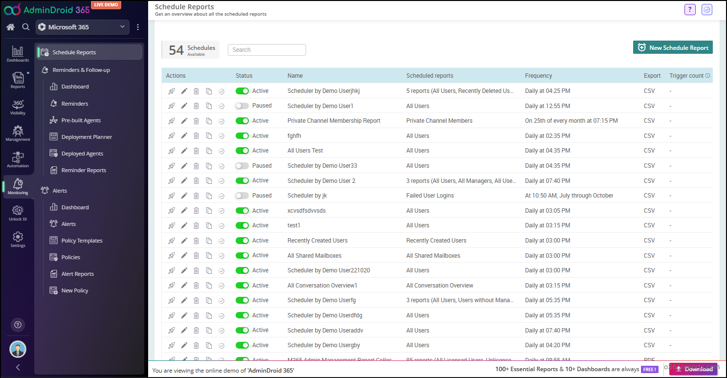 Schedule Reports in AdminDroid
