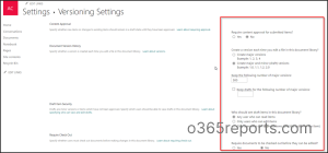 Versioning settings in SPO