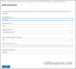 showlnAddressList attribute in attribute mapping