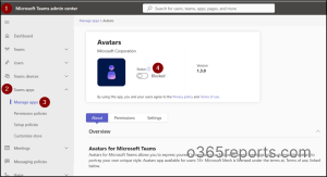 Disable Avatar app in Teams Admin center