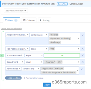 filters in reports AdminDROID