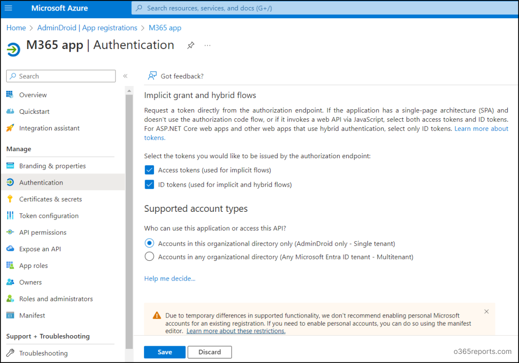 Configure app authentication