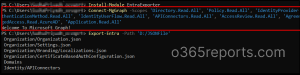 Connect-MgGraph to export Entra settings using Entra Exporter