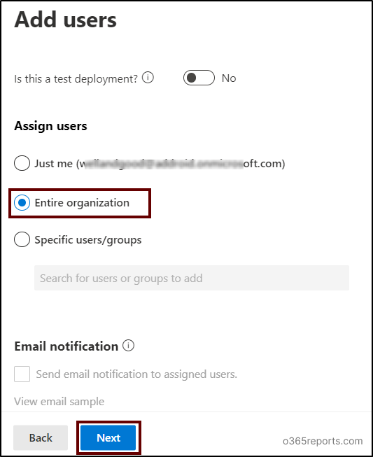 Deploy specific Office add-ins to all users