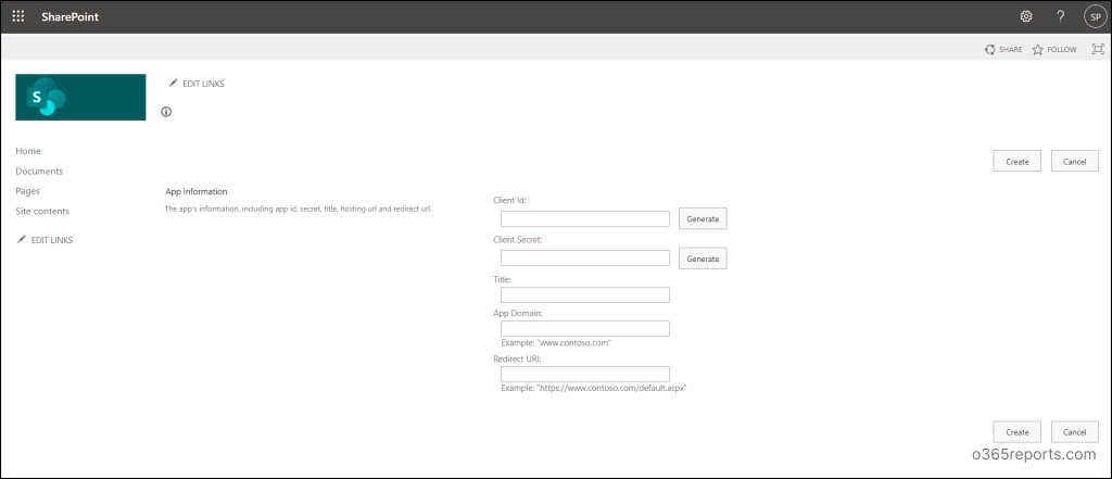 Register an app in SharePoint Online using AppRegNew.aspx page