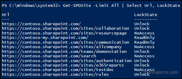 Lock Status for all SharePoint and OneDrive Site Using PowerShell