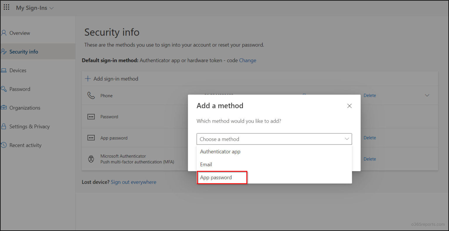 Manage Microsoft 365 Passwords from the Security Info Page