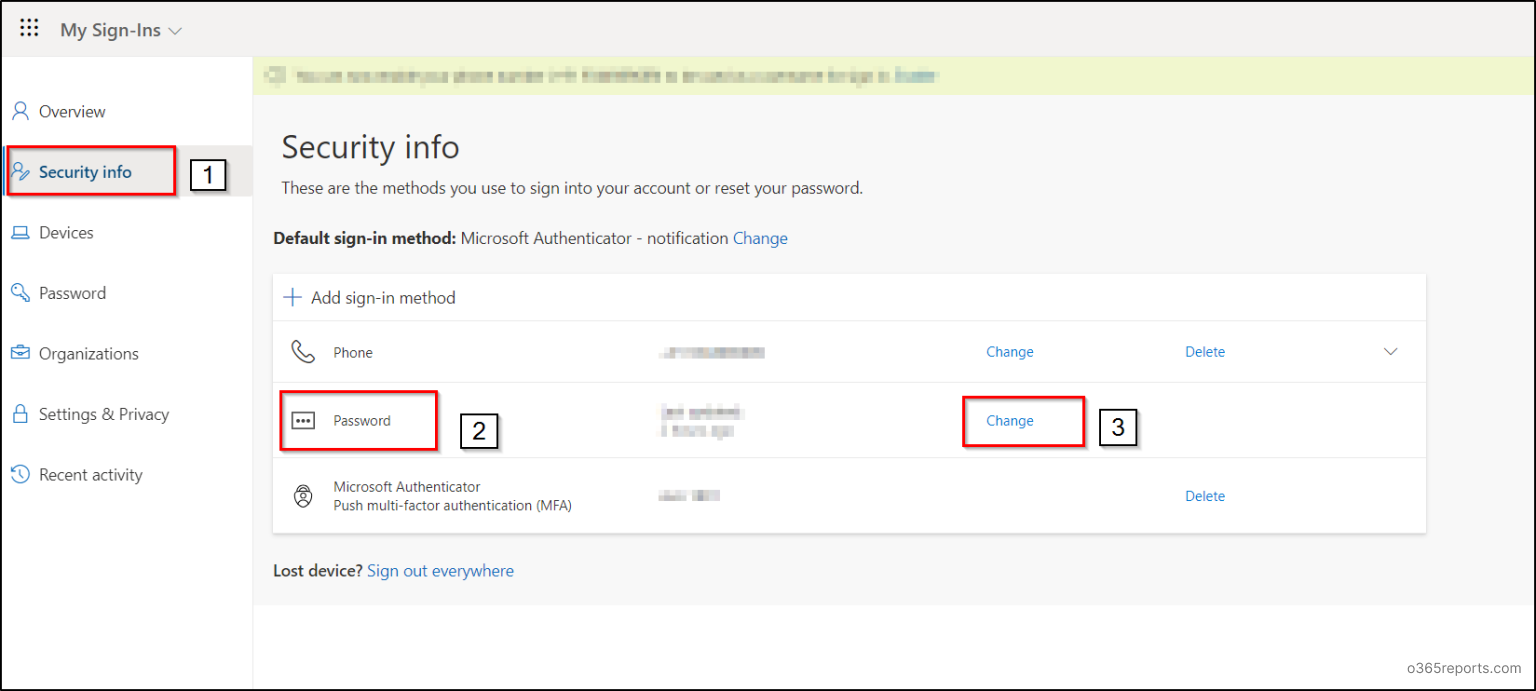 Manage Microsoft 365 Passwords from the Security Info Page