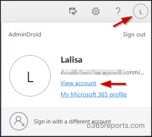 View account option to change password using Security info page