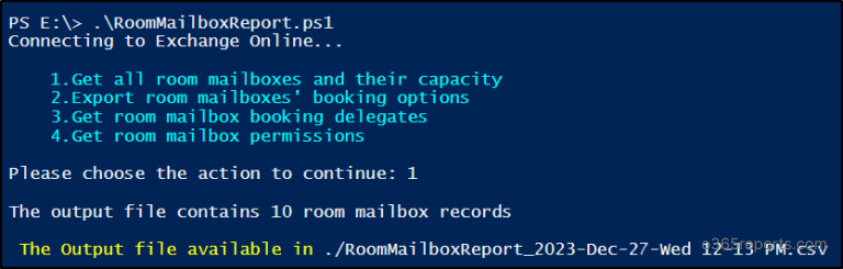 Export Microsoft 365 Room Mailbox Reports Using PowerShell