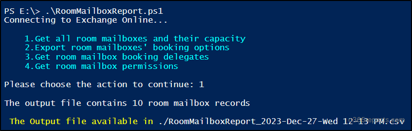 Room Mailbox Reports Script Execution