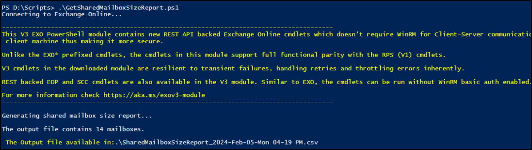 Get Shared Mailbox Size Report Using PowerShell
