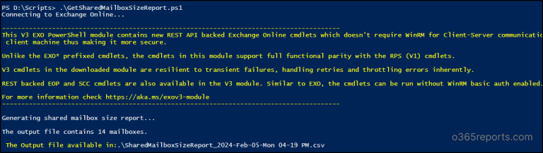Get Shared Mailbox Size Report Using PowerShell