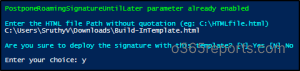 Custom html signature - file path & confirmation