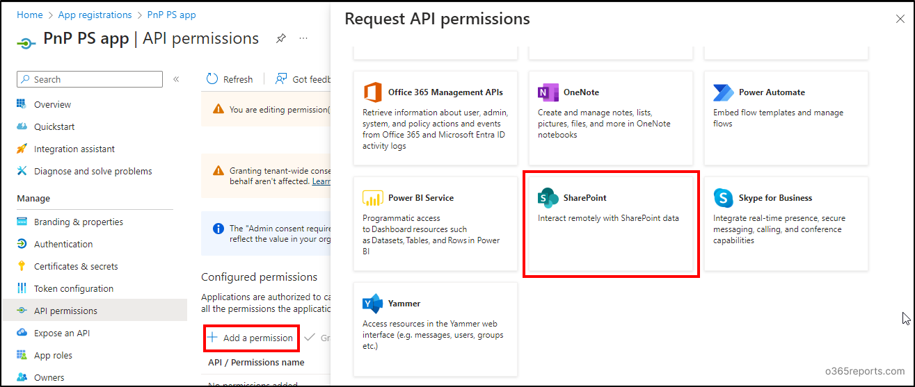 Add SharePoint API Permissions