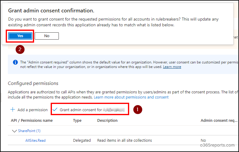 Grant admin consent for your tenant - Register an entra id application